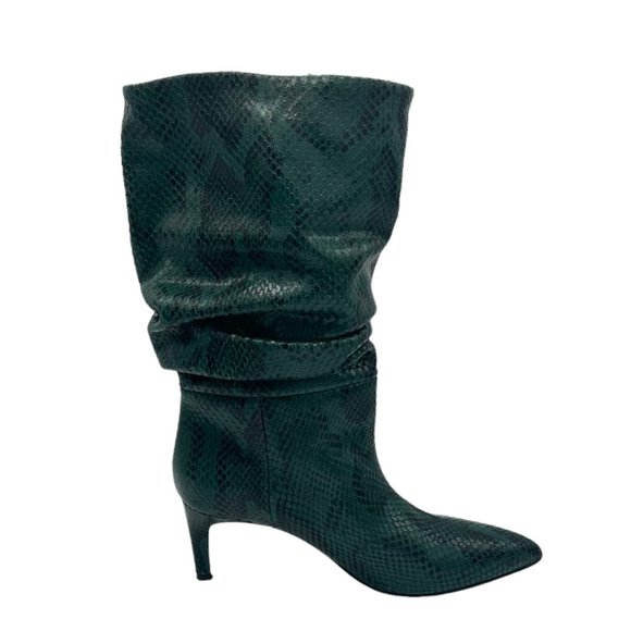 Paris Texas Slouch Snake Effect Python Embossed Heeled Boots - Picture 3 of 14